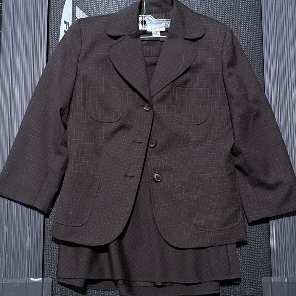 LOFT Dark Brown Blazer Jacket and skirt set size 4 jacket size 6 skirt